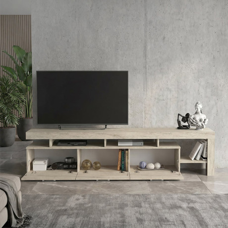 Έπιπλο Τηλεόρασης Acnes Megapap Χρώμα Travertine 220x40x52εκ.