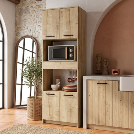 Ντουλάπι Κουζίνας - Μπάνιου Alvento Megapap Χρώμα Sapphire oak 60x42x180εκ.