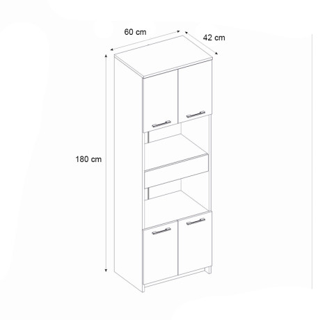 Ντουλάπι Κουζίνας - Μπάνιου Alvento Megapap Χρώμα Sapphire oak 60x42x180εκ.