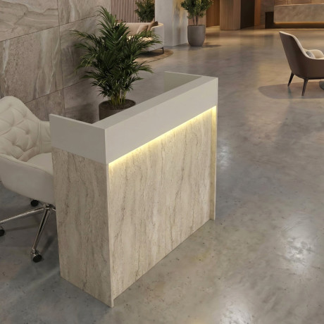 Γραφείο Υποδοχής - Reception Wilko Megapap με led Χρώμα Travertine - Sandstone 113,6x42x110εκ.