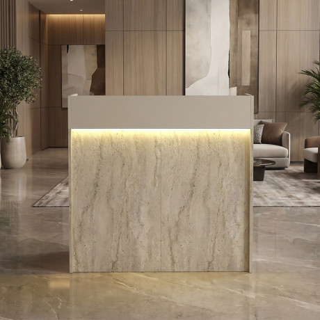 Γραφείο Υποδοχής - Reception Wilko Megapap με led Χρώμα Travertine - Sandstone 113,6x42x110εκ.