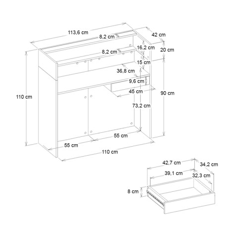 Γραφείο Υποδοχής - Reception Wilko Megapap με led Χρώμα Travertine - Sandstone 113,6x42x110εκ.