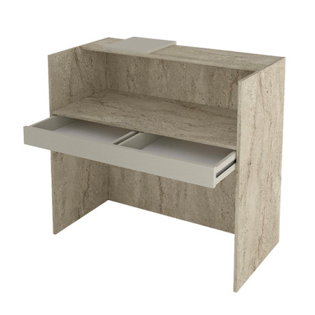 Γραφείο Υποδοχής - Reception Navita Megapap με led Χρώμα Travertine - Sandstone 113,6x42x111,8εκ.