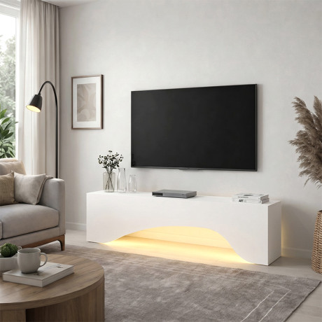 Έπιπλο Τηλεόρασης Mara Megapap με led Χρώμα Λευκό 150x31,4x40εκ.