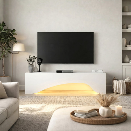 Έπιπλο Τηλεόρασης Mara Megapap με led Χρώμα Λευκό 150x31,4x40εκ.
