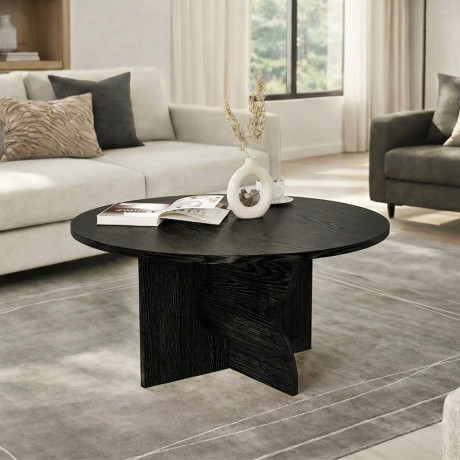 Τραπεζάκι Σαλονιού Mara Megapap Χρώμα Sencron Black Ø75x36,8εκ.