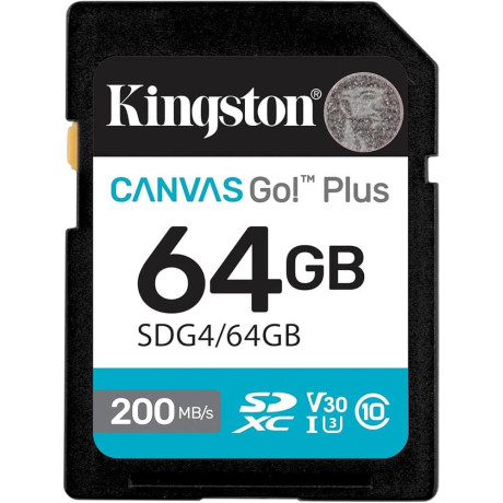 Kingston sd 64gb Canvas go Plus 200/mb/s c10 u3 v30 (Sdg4/64gb) (Kinsdg4-64gb)