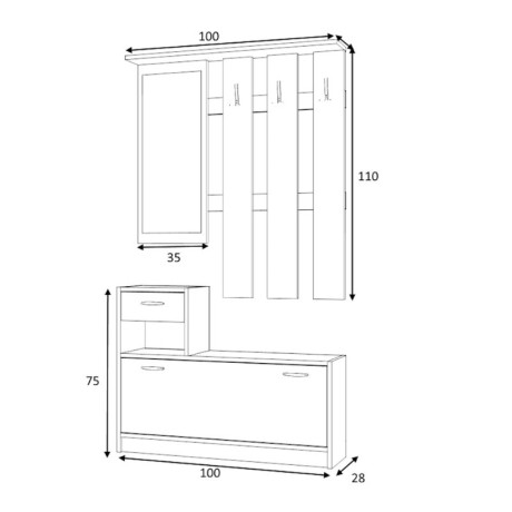 Έπιπλο Εισόδου Raynold Megapap Χρώμα Καρυδί 100x30x180εκ.