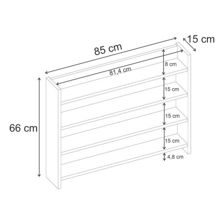 Ραφιέρα Τοίχου Lane Megapap Χρώμα Sapphire oak 85x15x66εκ.