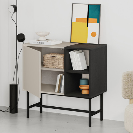 Μπουφές Mona Megapap Χρώμα Sandstone - Black Wood 81x40x80εκ.