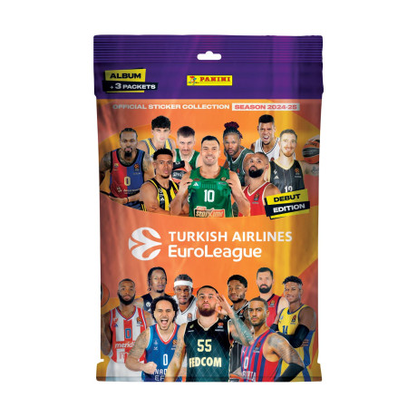 Panini Euroleague 2025: Starter Pack Album Plus 15 Stickers (3 Packs of 5 Stickers)