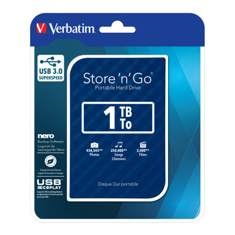 Verbatim Store 'n' go gen 2 usb 3.0 Εξωτερικός hdd 1tb 2.5″