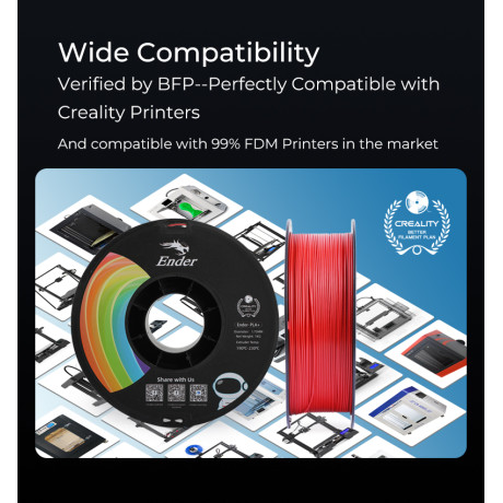 Creality en-Pla+ Blue Ender 3d Printer Filament Strength 34mpa Bend 77mpa 1 kg Spool1.75