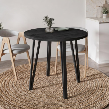 Τραπέζι Xana Megapap Χρώμα Black Wood Ø90x77,5εκ.