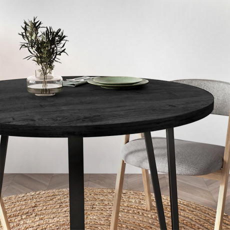 Τραπέζι Xana Megapap Χρώμα Black Wood Ø90x77,5εκ.