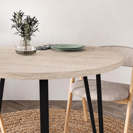 Τραπέζι Xana Megapap Χρώμα Travertine Ø90x77,5εκ.