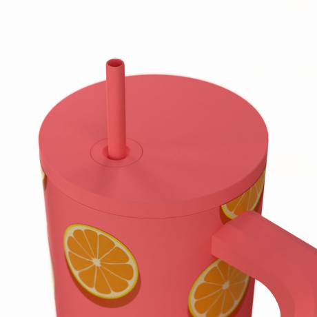 Estia Θερμος Straw Tumbler xl Save the Aegean 900ml Orange pop