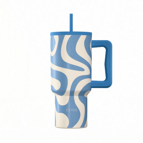 Estia Θερμος Straw Tumbler xl Save the Aegean 900ml Ocean Waves