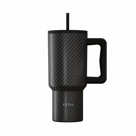 Estia Θερμος Straw Tumbler xl Save the Aegean 900ml Carbon Fibre