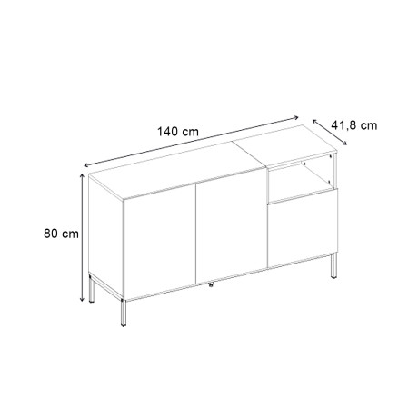 Μπουφές Cailin Megapap Χρώμα Sandstone - Sepet oak 140x41,8x80εκ.