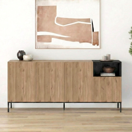 Μπουφές Cailin Megapap Χρώμα Sepet oak - Black Wood 180x41,8x80εκ.