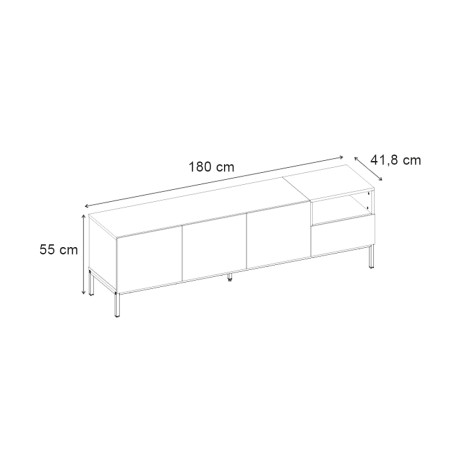 Έπιπλο Τηλεόρασης Cailin Megapap Χρώμα Sepet oak - Black Wood 180x41,8x55εκ.