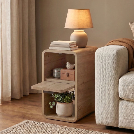 Τραπεζάκι Βοηθητικό - Κομοδίνο Rovel Megapap Χρώμα Sepet oak 30x39x50,5εκ.