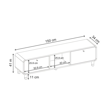 Έπιπλο Τηλεόρασης Doro Megapap Χρώμα Sepet oak 150x34x41εκ.