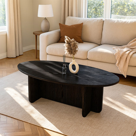 Τραπεζάκι Σαλονιού Ravey Megapap Χρώμα Sencron Black 120x60x39,6εκ.
