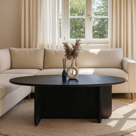 Τραπεζάκι Σαλονιού Ravey Megapap Χρώμα Sencron Black 120x60x39,6εκ.
