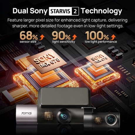 70mai Dash cam 4k T800 & hd Rear Cam. & 512gb sd 3-Channel w/ Dual 4k, Imx678, hdr Night Vision, ai