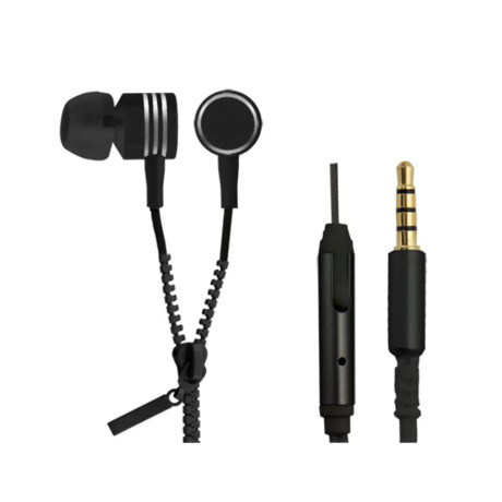 Esperanza Stereo Erphones Zipper  With Microphone Black (Eh161k) (Espeh161k)
