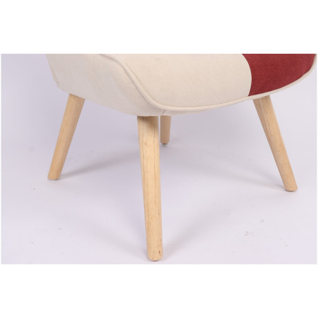 Πολυθρόνα ArteLibre BRIAR Μπορντό/Γκρι Patchwork Ύφασμα/Ξύλο 73x69x96cm