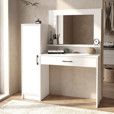 Τουαλέτα με Καθρέπτη Kaunos Megapap Χρώμα Λευκό 123,8x40x148,2εκ.