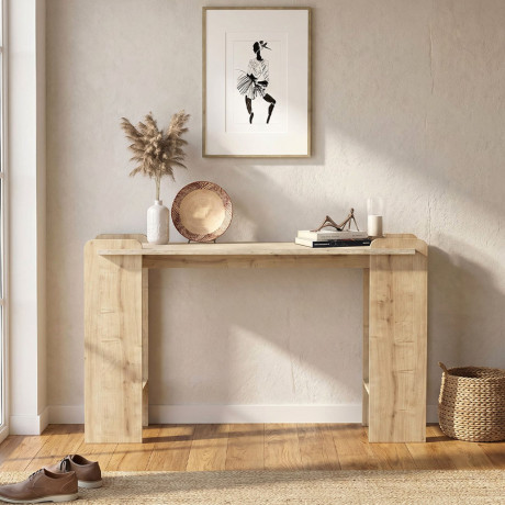 Κονσόλα Mendoza Megapap Χρώμα Sapphire oak - Travertine 130,8x35x76,8εκ.
