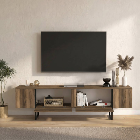 Έπιπλο Τηλεόρασης Orontes Megapap Χρώμα Καρυδί 180x29,6x50εκ.