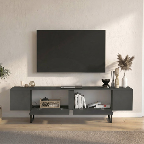 Έπιπλο Τηλεόρασης Orontes Megapap Χρώμα Ανθρακί 180x29,6x50εκ.