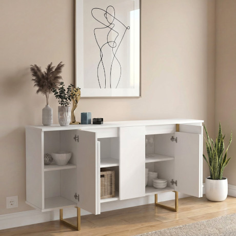 Μπουφές Orontes Megapap Χρώμα Λευκό - Χρυσό 160x35,2x80εκ.