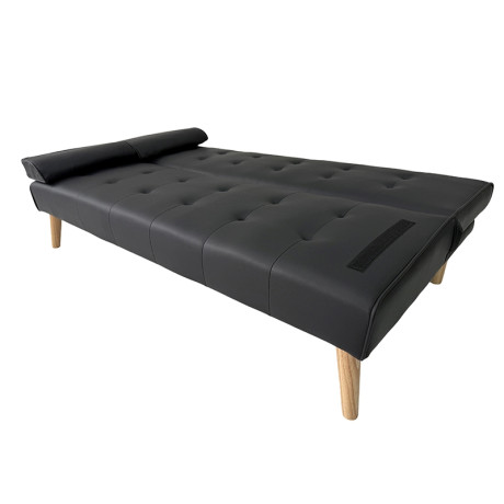MERYL BLACK PU ΚΑΝΑΠΕΣ ΚΡΕΒΑΤΙ 170X81X74εκ.