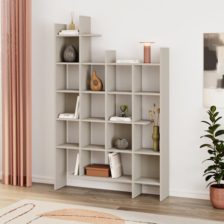 Βιβλιοθήκη Manco Megapap Χρώμα Sandstone 122x25,5x188εκ.