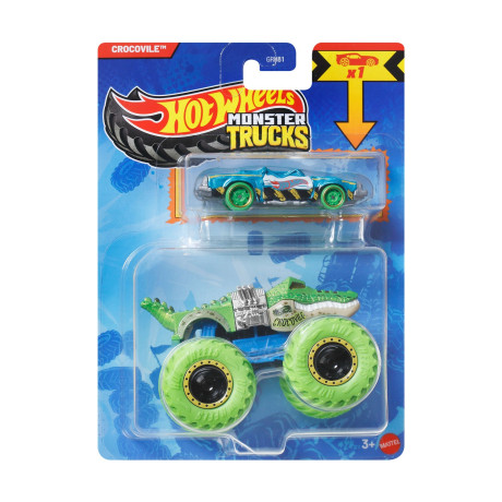 Mattel hot Wheels Monster Trucks: Crocovile With Small car – die-Cast & Truck Vehicle (Jjt63)