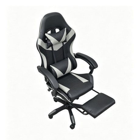 A9937 ΜΑΥΡΟ/ΓΚΡΙ PVC ΠΟΛΥΘΡΟΝΑ GAMING/ΜΕ ΥΠΟΠΟΔΙΟ 64X59X43-112/53-125εκ.