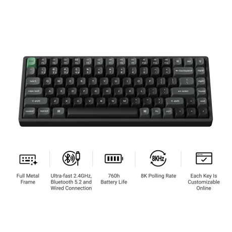 Keychron k2 Ultra (K2u-j1) zmk Wireless 8k Mechanical Keyboard red Switch (Hot-Swap) 75% us Layout