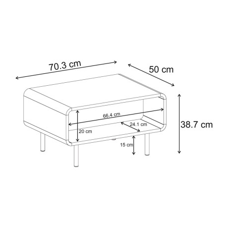Τραπεζάκι Σαλονιού Draen Megapap Χρώμα Sepet oak 70,3x50x38,7εκ.