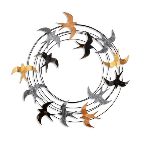 Διακοσμητικό Τοίχου Spiral Flock Megapap Μεταλλικό Χρώμα Μαύρο - Bronze - Ασημί 87x87εκ.