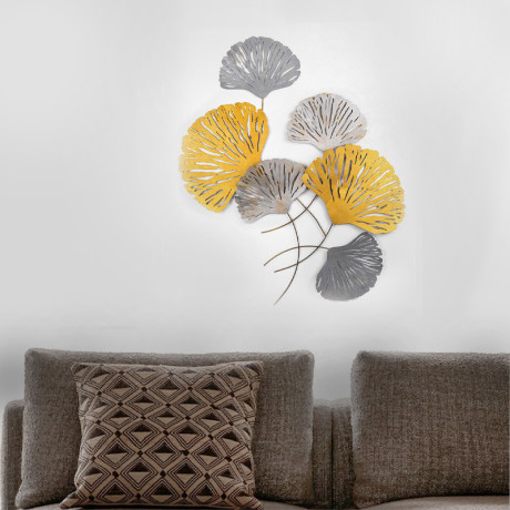 Διακοσμητικό Τοίχου Metal Flower Megapap Μεταλλικό Χρώμα Bronze - Ασημί 75x100εκ.
