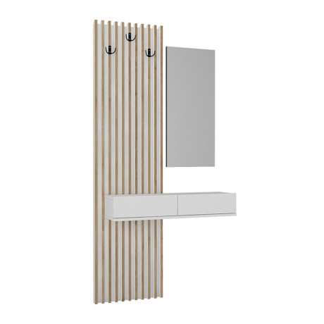 Έπιπλο Εισόδου Elois Megapap Χρώμα Λευκό - Sepet oak 96,6x26,8x195,5εκ.