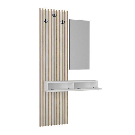 Έπιπλο Εισόδου Elois Megapap Χρώμα Λευκό - Sepet oak 96,6x26,8x195,5εκ.