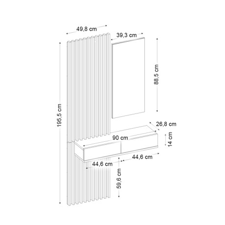 Έπιπλο Εισόδου Elois Megapap Χρώμα Λευκό - Sepet oak 96,6x26,8x195,5εκ.