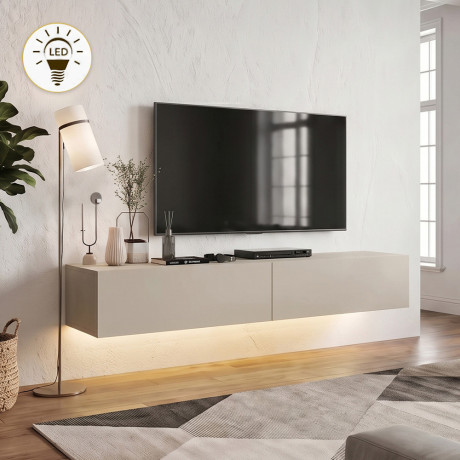 Έπιπλο Τηλεόρασης Επιτοίχιο Aristo Megapap με led Χρώμα Sandstone 135x31,6x25εκ.